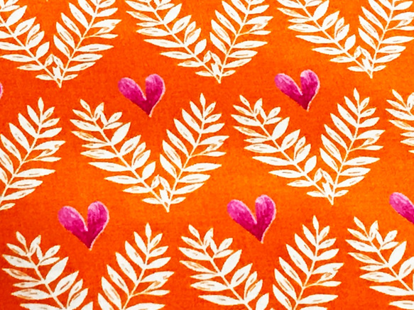Tamara Kate 110cm x 50cmずつ切売 - Heart Leaves/Orange 2枚目の画像