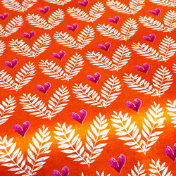 Tamara Kate 110cm x 50cmずつ切売 - Heart Leaves/Orange 3枚目の画像