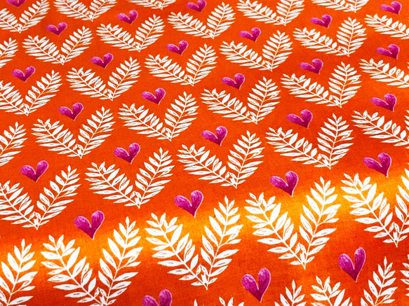 Tamara Kate 110cm x 50cmずつ切売 - Heart Leaves/Orange 3枚目の画像