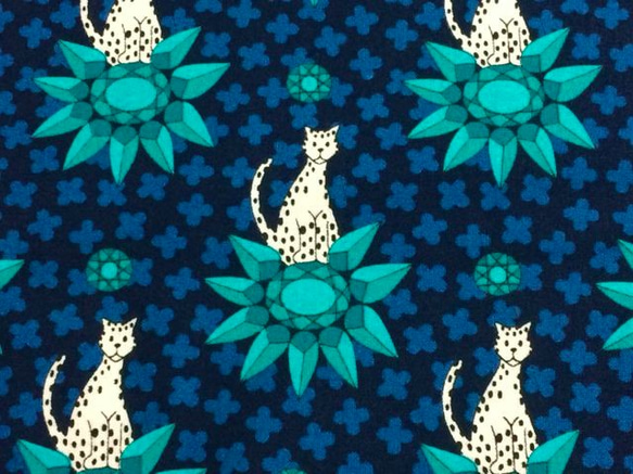 Robert Kaufman 110cm x 50cm Cats/Blue 2枚目の画像