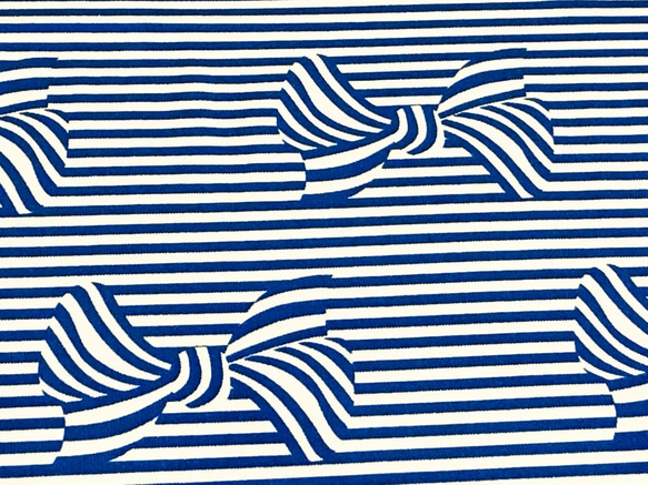 Fiveloaves twofish 110cm x 50cmずつ切売 - Ribbon stripe/Blue 2枚目の画像