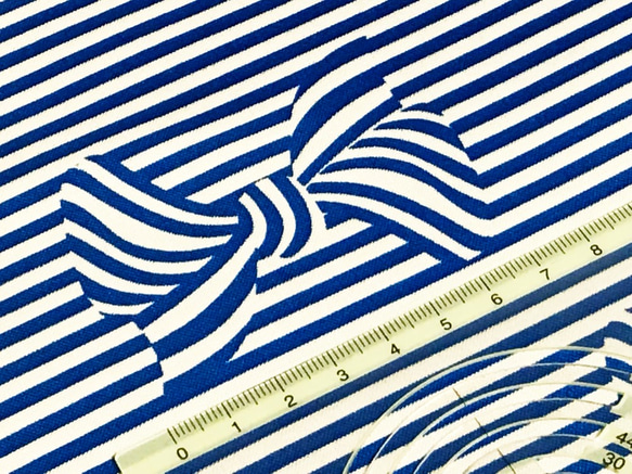 Fiveloaves twofish 110cm x 50cmずつ切売 - Ribbon stripe/Blue 3枚目の画像