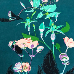 Anna Maria Horner 110cm x 50cmずつ切売 - 凛とした花/Teal 1枚目の画像