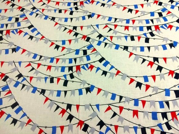 CABANA 生地 - 110cm x 50cm切売 flags (赤&青&グレイ&黒) 2枚目の画像