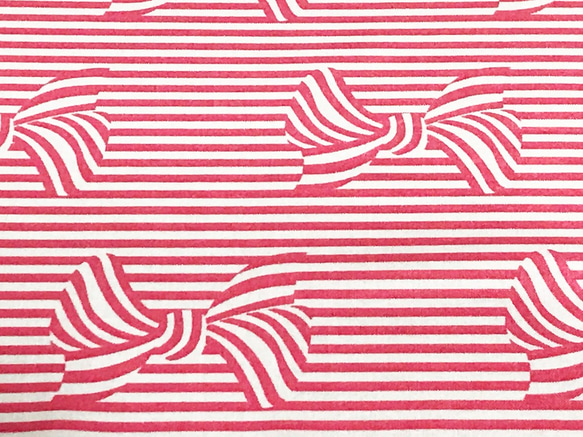 Fiveloaves twofish 110cm x 50cmずつ切売 - Ribbon stripe/Coral 1枚目の画像