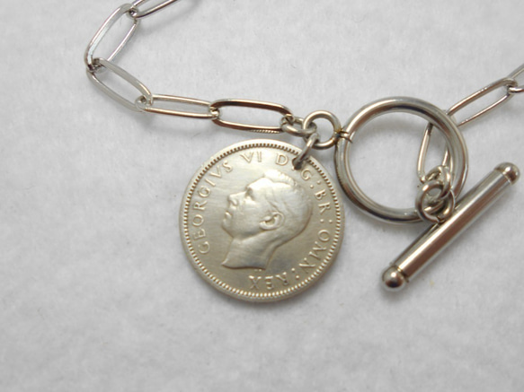 ラッキー6ペンスコインのブレスレット　ジョージ6世　メンズ　レディース 3枚目の画像