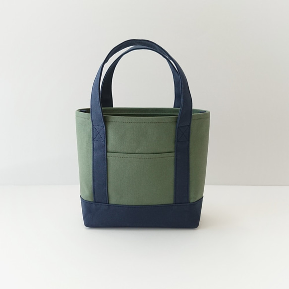 帆布トートS｜カーキ×ネイビー｜倉敷織 トートバッグ .fika 通販