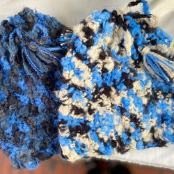 Y.O.U. 手工編織兩用配件- 帽子與脖圍-藍白系 第2張的照片