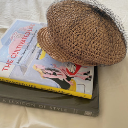 夏天小帽簷系列-手工編織網紗報童帽 第4張的照片