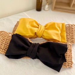 Y.O.U. 手工編織髮帶 -- 夏天麥色拉菲草素色髮帶 Bonbon (黃色) 第4張的照片
