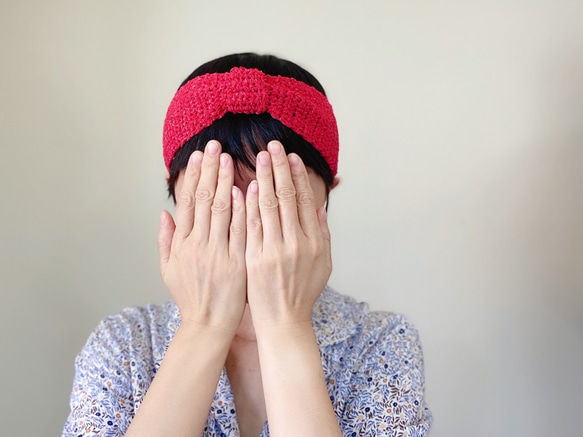 Y.O.U. 手工編織單結緞面髮帶-紅色 第1張的照片