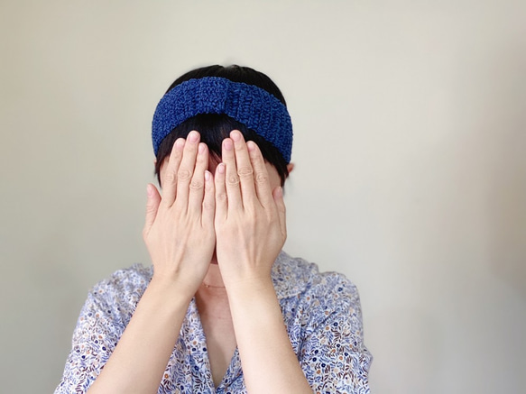 Y.O.U. 手工編織單結緞面髮帶-藍色 第1張的照片