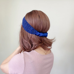 Y.O.U. 手工編織單結緞面髮帶-藍色 第2張的照片
