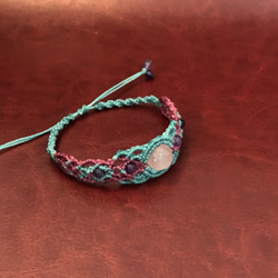 【074】ローズクォーツのマクラメ編みブレスレット 5枚目の画像