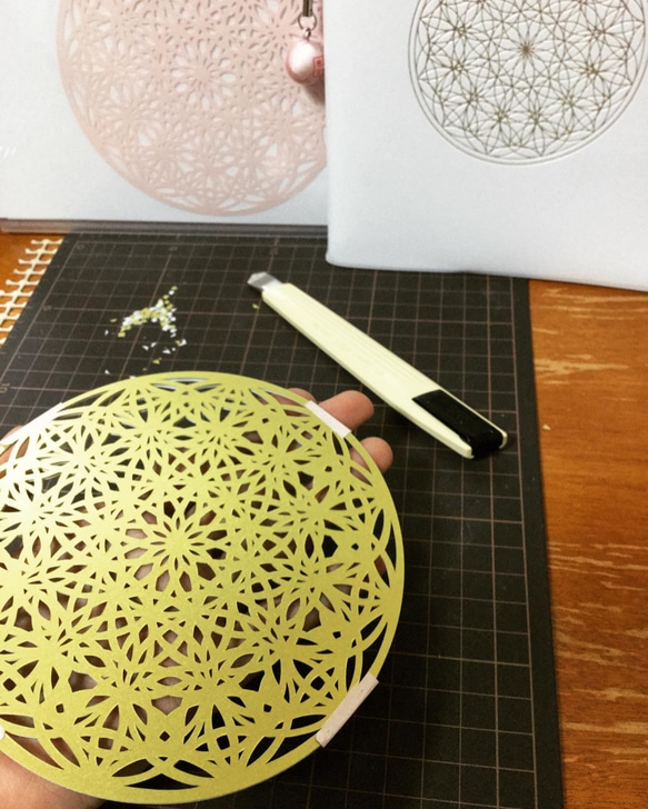 13cm『フラワーオブライフ temari』paper cutting(額なし) 6枚目の画像