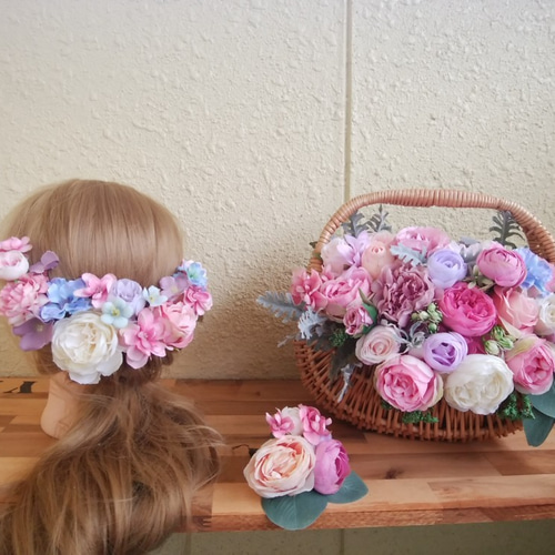 胸キュン♡ラプンツェルカラーの豪華セット♡バスケットブーケ＋ 