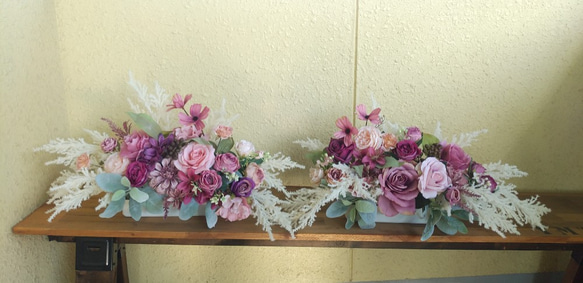 大人シックなパンパスグラス（造花）のメインテーブル装花♡ 4枚目の画像
