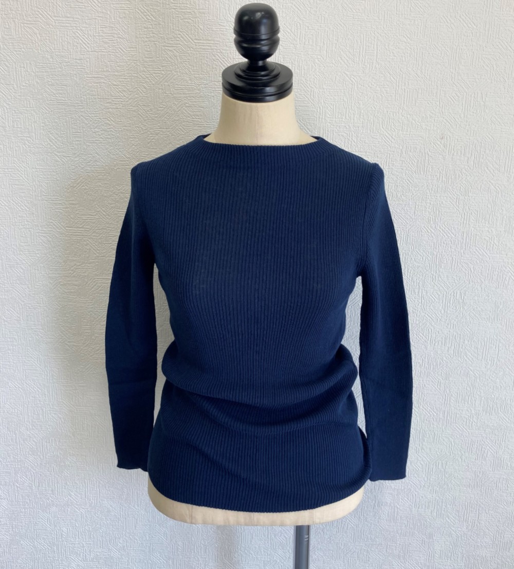 ドライタッチ　コットンリブニットプルオーバー　ネイビー 5,320円
