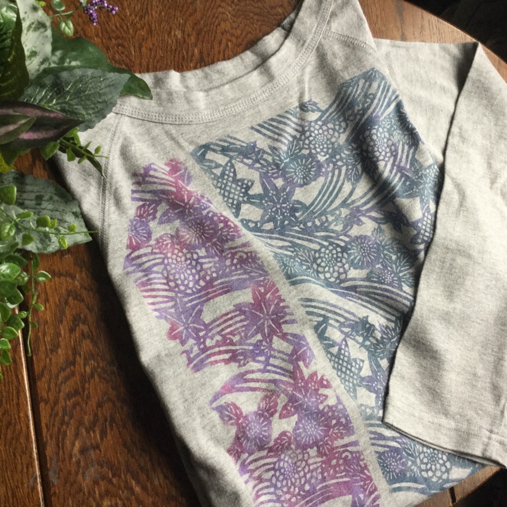 型染めカットソー 流水にもみじ(長袖)