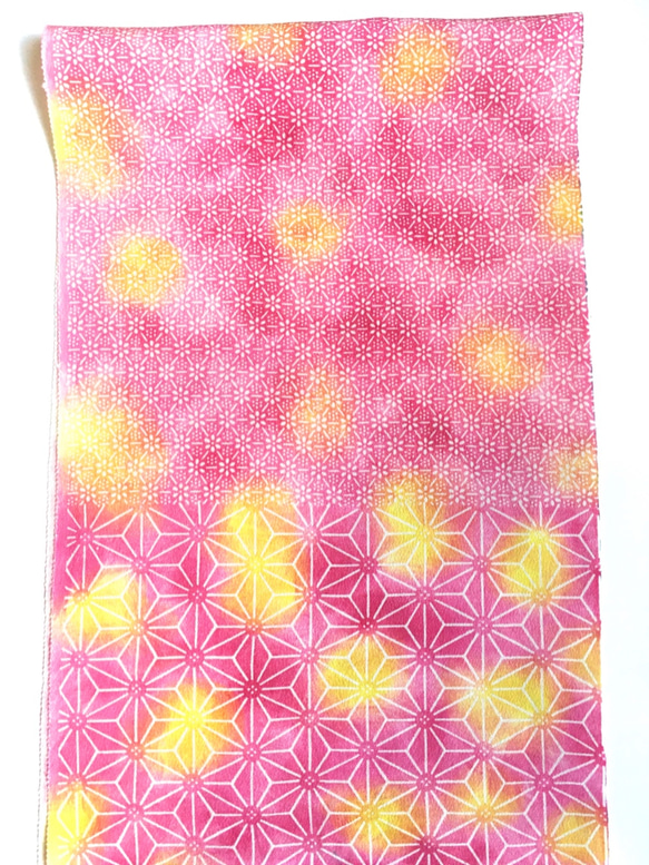 型染め半衿　麻の葉　金平糖風デザイン　シュガーピンク 4枚目の画像
