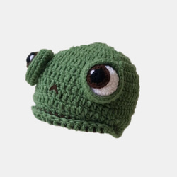 緑のカエルニット帽子 4枚目の画像