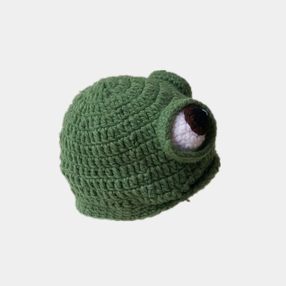 緑のカエルニット帽子 6枚目の画像