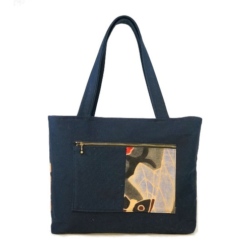 藍色の幟旗で作った手提げ鞄【武将】柿渋染 ハンドバッグ 茶々 通販 