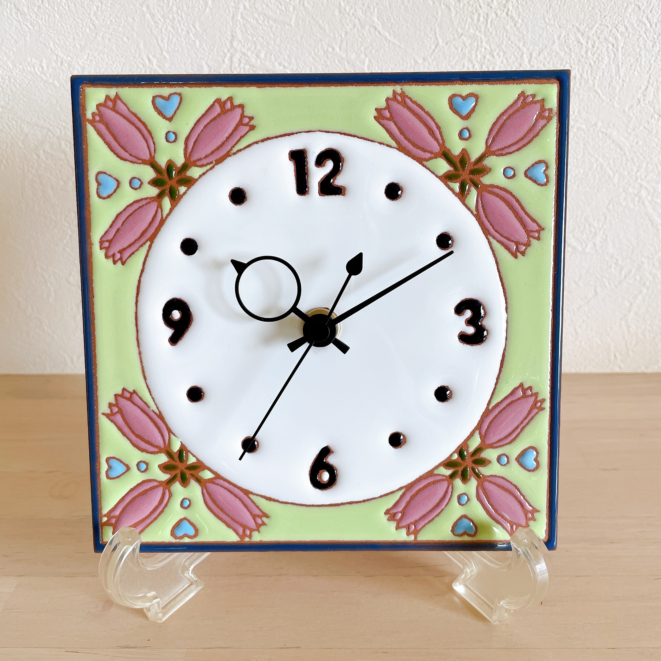 スペインタイル掛け時計(チューリップ)