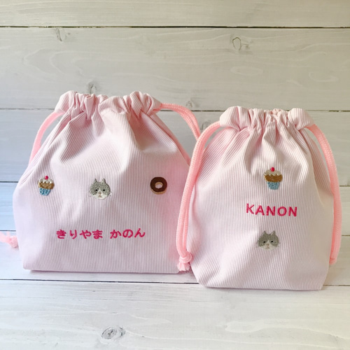 楽天市場】名入れ 刺繍】 弁当袋 コップ袋 巾着袋 刺繍で名入れ