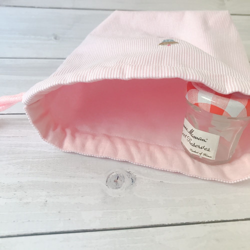 名前刺繍と小物刺繍のコップ袋&お弁当袋セット ♡ねこ 弁当袋 名前刺繍と小物刺繍のコップ袋&お弁当袋セット ♡ねこ 弁当袋
