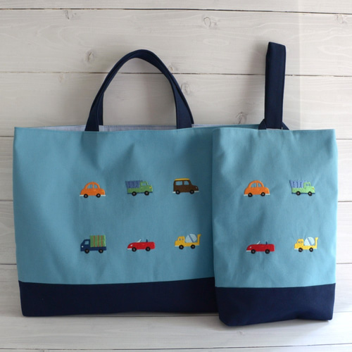 車の刺繍のシューズケース お名前刺繍できます！ 上履き袋 Chaton 通販