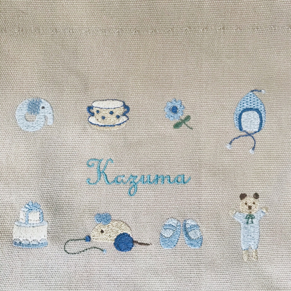なまえ刺繍  オムツポーチ・マルチポーチ　男の子用　♡出産祝い 2枚目の画像
