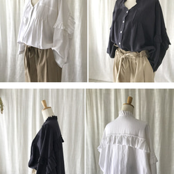 再販♪コットンリネンふんわりフリルブラウス(マスタード・カーキ) 5枚目の画像