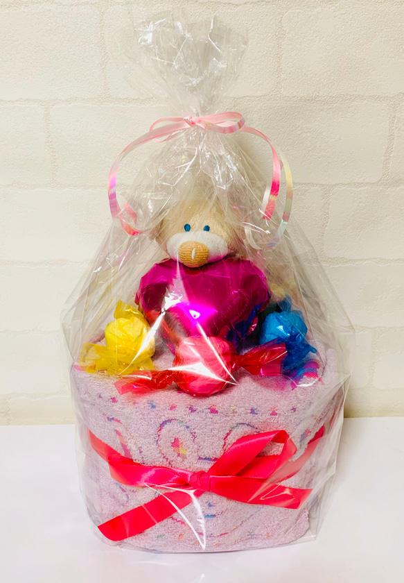 出産祝い♡プチギフト　オムツケーキ　女の子用　おむつケーキ 2枚目の画像