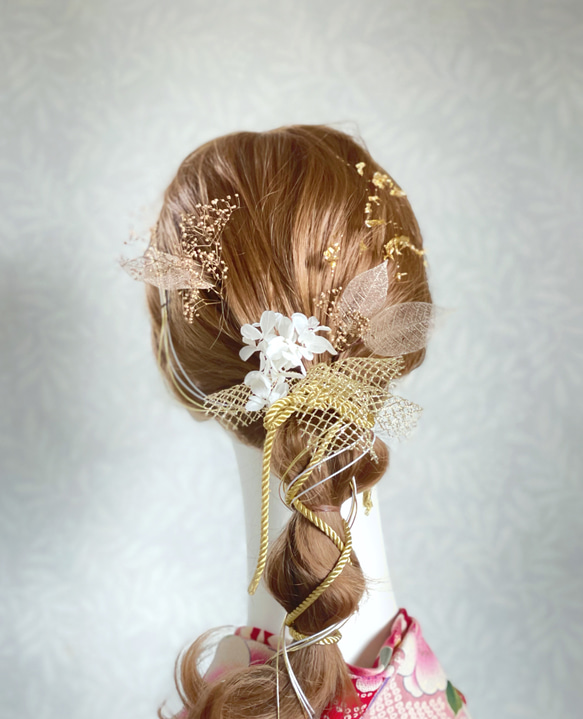 アレンジ自在✨金色髪飾りベーシックセット/成人式、卒業式、結婚式 3枚目の画像