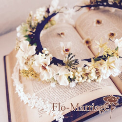 エリック様専用ページ♡アンティークホワイトの実や花が可愛い花冠   リストレット 、ブートニアセット 4枚目の画像