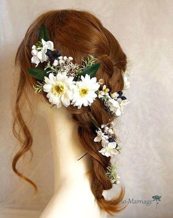 再販×10more 小花が可愛い白いガーベラのヘッドドレス♡ 2枚目の画像