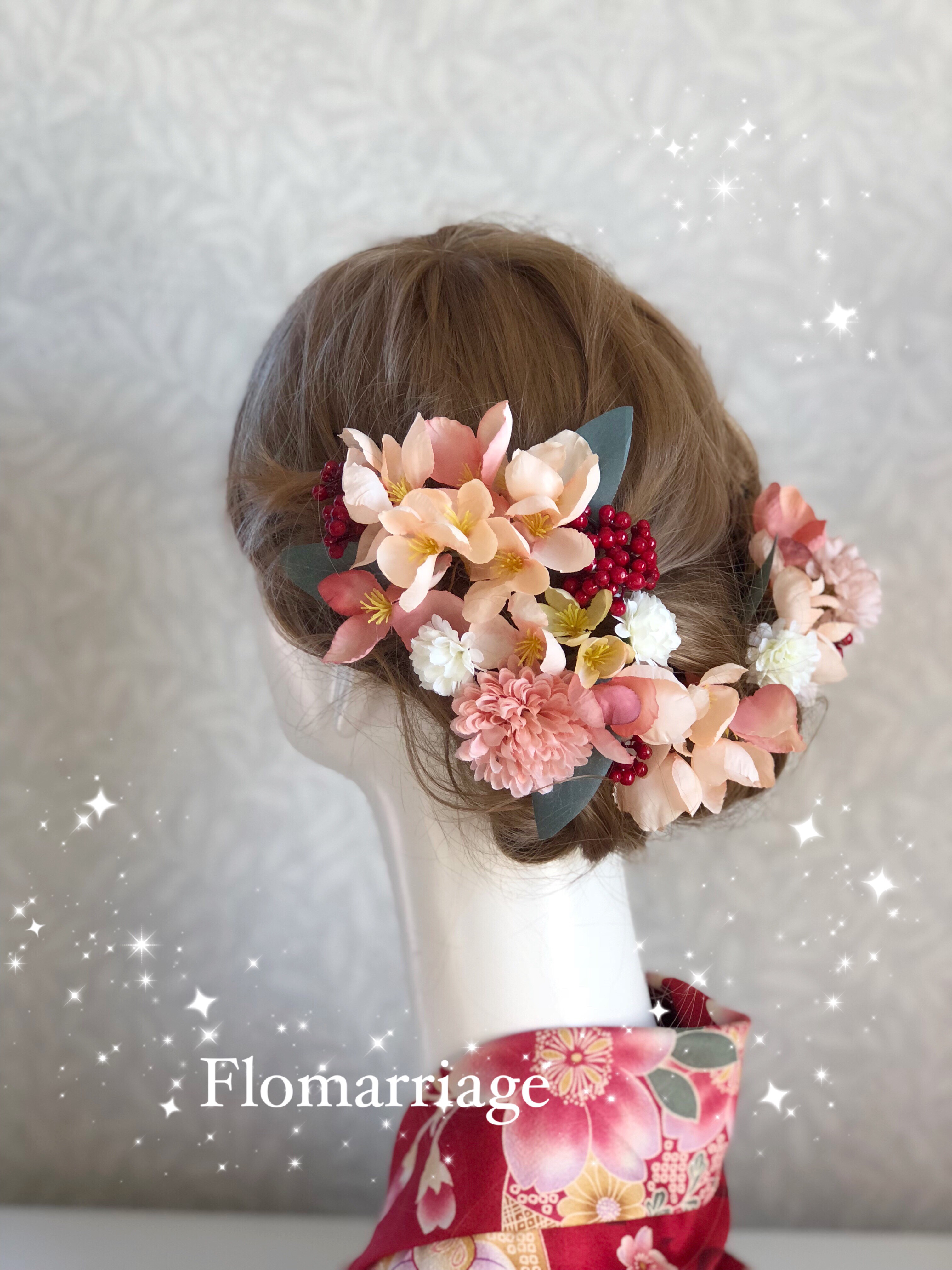 成人式、卒業式、結婚式♡ アンズの花、レア和装ヘッドドレス