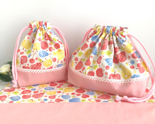 ランチ3点セット お弁当袋 コップ袋 ランチョンマット カラフル