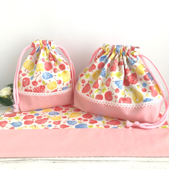 ランチ3点セット お弁当袋 コップ袋 ランチョンマット カラフル