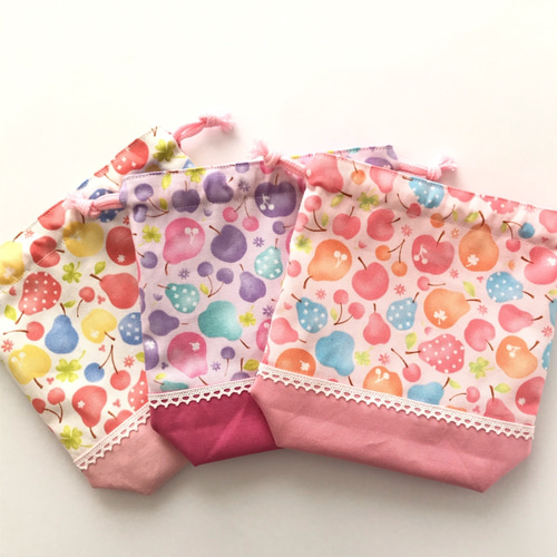 ランチ3点セット お弁当袋 コップ袋 ランチョンマット カラフル