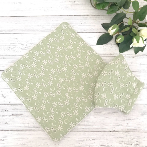 ガーゼ×タオル ハンカチとガーゼ立体マスク(ジュニアサイズ)セット