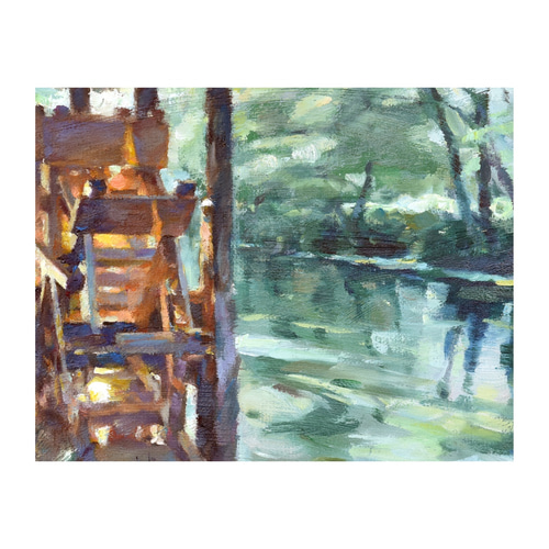 水車小屋】油絵原画 F3サイズ 一点物 イーゼル付 豪華プレゼント
