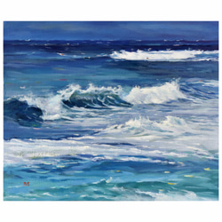【波の歌-1】 油絵原画 F8サイズ 一点物　豪華プレゼント付き 2枚目の画像