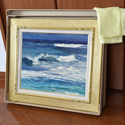 【波の歌-1】 油絵原画 F8サイズ 一点物　豪華プレゼント付き 6枚目の画像