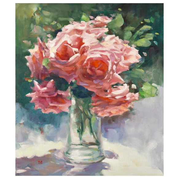 牡丹」 油彩画 油絵 植物画F12号 原画
