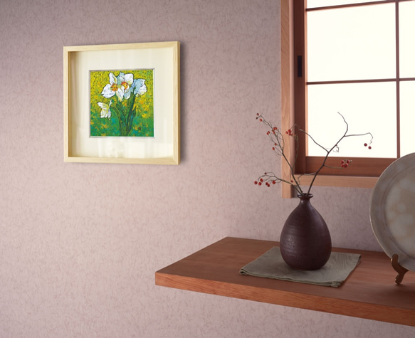 【花の気持-2】不透明水彩　ジークレー・オリジナル版画 180×180ｍｍサイズ〜 9枚目の画像