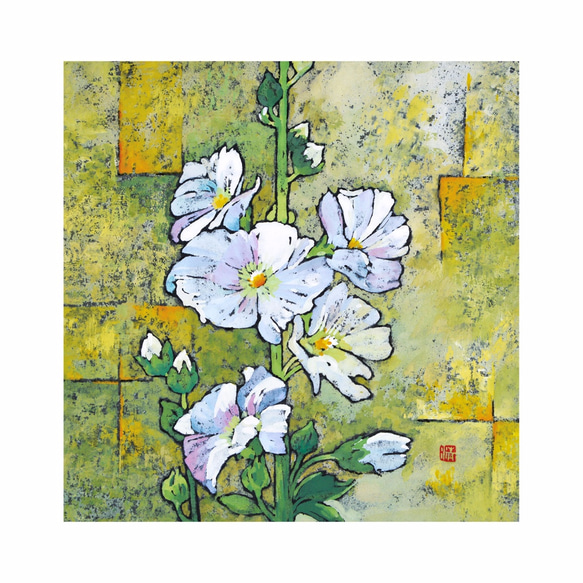 【花の気持-5】不透明水彩　ジークレー・オリジナル版画 180×180ｍｍサイズ〜 1枚目の画像