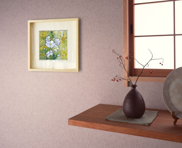 【花の気持-5】不透明水彩　ジークレー・オリジナル版画 180×180ｍｍサイズ〜 6枚目の画像