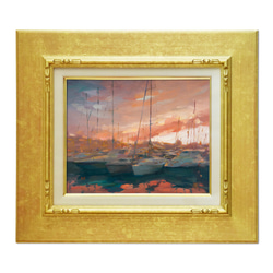 【夕焼けの港湾-1】 油絵　ジークレー・オリジナル版画　F3サイズ〜 4枚目の画像